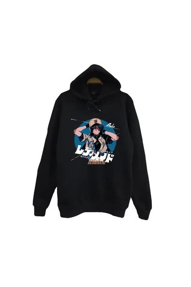 fame-stoned Ado Japon - K-Pop - Rock - Müzik Baskılı Unisex %100 Pamuk Kapüşonlu Siyah Sweatshirt ürün görseli 1