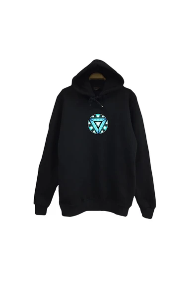 fame-stoned Reaktör - Güç Kaynağı Baskılı Unisex %100 Pamuk Kapüşonlu Siyah Sweatshirt ürün görseli 1