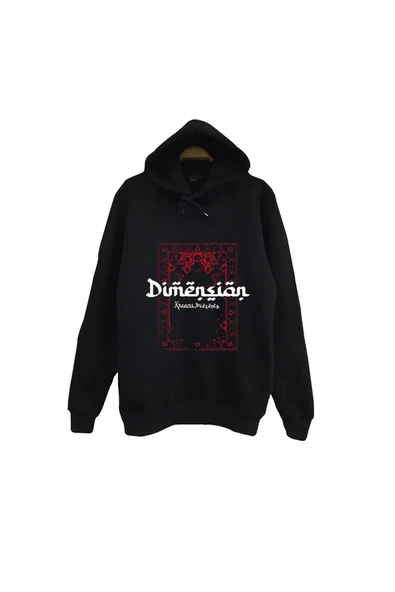 fame-stoned Dimension - Halı - Motif Baskılı Unisex %100 Pamuk Kapüşonlu Siyah Sweatshirt ürün görseli 1