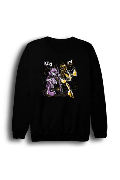 fame-stoned Black Stones Nana Baskılı Unisex %100 Pamuk Bisiklet Yaka Siyah Sweatshirt ürün görseli 1