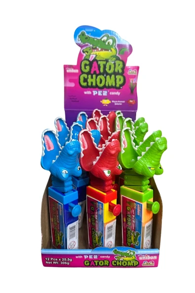Unibon Gator Chomp Timsah Pez 3+1 Yedek Şekerli (3 Adet) ürün görseli 1