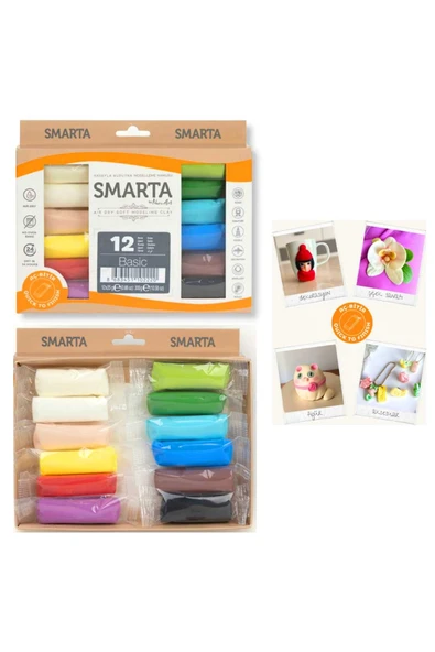 Smarta KİDS MODELLEME HAMURU HAVAYLA KURUYAN 25 GR BASİC 12 RENK ürün görseli 1