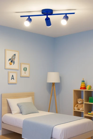LEGACY Spoti 3'Lü Mavi Renk (BEYAZ IŞIK) Modern Tasarım Salon - Mutfak - Banyo Spot Ledli Sıralı Avize ürün görseli 1