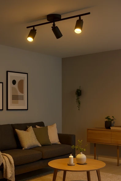 LEGACY Spoti 3'Lü Siyah Renk (GÜN IŞIĞI) Modern Tasarım Salon - Mutfak - Banyo Spot Ledli Sıralı Avize ürün görseli 1
