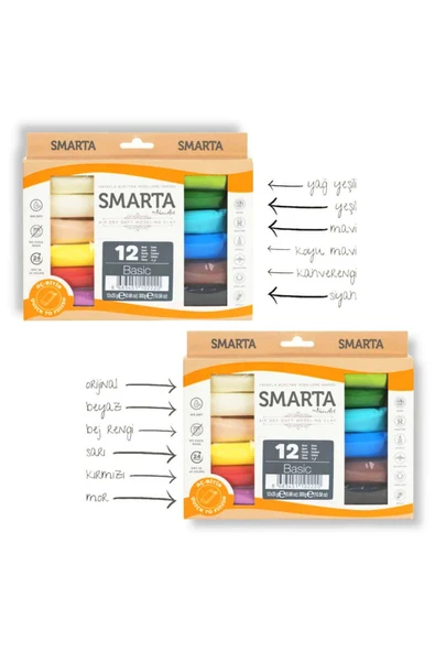 Smarta KİDS MODELLEME HAMURU HAVAYLA KURUYAN 25 GR BASİC 12 RENK - Resim 2