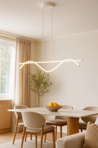 LEGACY Eclipse Beyaz Renk Modern Tasarım Beyaz Ledli Cafe - Mutfak - Salon 2 Li Led Avize ürün görseli 1