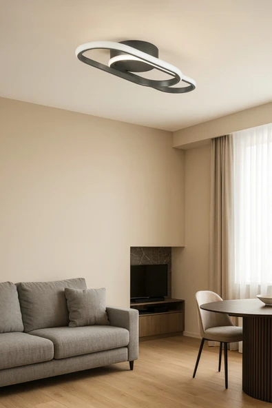LEGACY Zzez Gri Renk Modern Tasarım Beyaz Ledli Cafe - Mutfak - Salon 2 Li Led Avize ürün görseli 1
