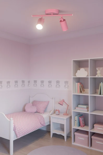 LEGACY Spoti 2'Li Pembe Renk (BEYAZ IŞIK) Modern Tasarım Cafe - Mutfak - Banyo Spot Ledli Sıralı Avize ürün görseli 1
