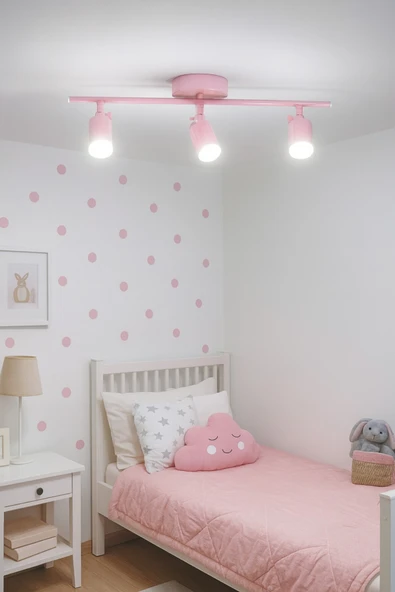 LEGACY Spoti 3'Lü Pembe Renk (BEYAZ IŞIK) Modern Tasarım Salon - Mutfak - Banyo Spot Ledli Sıralı Avize ürün görseli 1