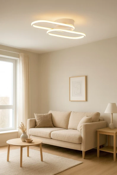 LEGACY Zzez Beyaz Renk Modern Tasarım Beyaz Ledli Cafe - Mutfak - Salon 2 Li Led Avize ürün görseli 1