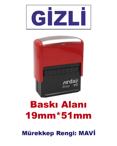 Gizli Kaşesi, 912 (51mmx19mm) Mavi Keçeli Otomatik Kaşe ürün görseli 1