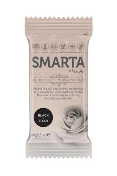 Smarta Havayla Kuruyan Modelleme Hamuru Siyah 100gr ürün görseli 1