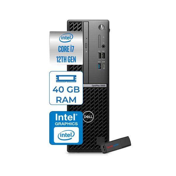 Dell Optıplex 5000SFF Intel Core Vpro I7 12700 40GB 2tb SSD UHD Graphics 770 Windows 11 Pro Masaüstü Bilgisayar 5000SFF127H15 + Zettausbbellek ürün görseli 1