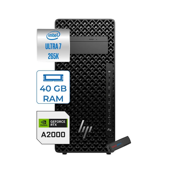 Hp Z2 G1I Intel Core Ultra 7 265K 40GB Ddr5 2tb SSD 16GB/RTX2000 Ada  Windows 11 Pro Masaüstü Iş Istasyonu A2KR1ESP15 + Zettausb ürün görseli 1