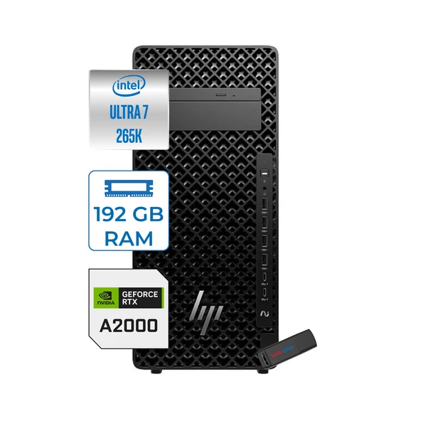 Hp Z2 G1I Intel Core Ultra 7 265K 192GB Ddr5 1tb SSD 16GB/RTX2000 Ada  Windows 11 Pro Masaüstü Iş Istasyonu A2KR1ESP34 + Zettausb ürün görseli 1