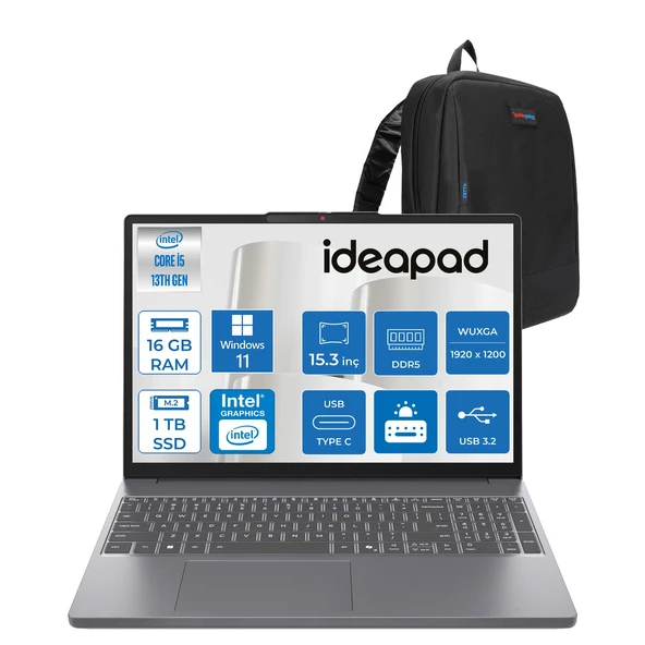 Lenovo Ideapad Slim 3 15IRH10 Intel Core I5 13420H 16GB 1tb SSD Windows 11 Pro 15.3" Wuxga (1920X1200) IPS 300NITS Taşınabilir Bilgisayar IP83K100Q0TRP03 + Zetta Çanta ürün görseli 1