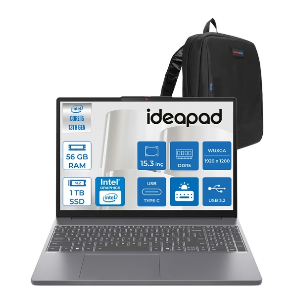 Lenovo Ideapad Slim 3 15IRH10 Intel Core I5 13420H 56GB 1tb SSD Freedos 15.3" Wuxga (1920X1200) IPS 300NITS Taşınabilir Bilgisayar IP83K100Q0TRF15 + Zetta Çanta ürün görseli 1