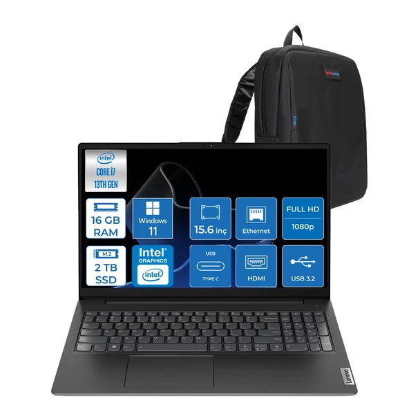 Lenovo V15 Gen4 Iru Intel Core I7 13620H 24GB 1tb SSD Windows 11 Home Intel® UHD Graphics 15.6 Inç Fullhd Taşınabilir Bilgisayar 83A100QRTRH18 + Zetta Çanta ürün görseli 1