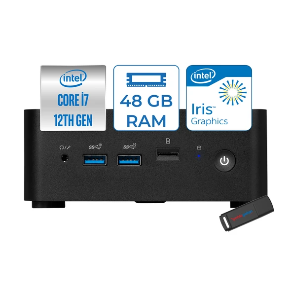 Msı Cubi 5 Intel Core I7-1255U 48GB 512GB SSD Intel Iris Xe Windows 11 Home Taşınabilir Bilgisayar 12M001BEUH17 + Zettausbbellek ürün görseli 1