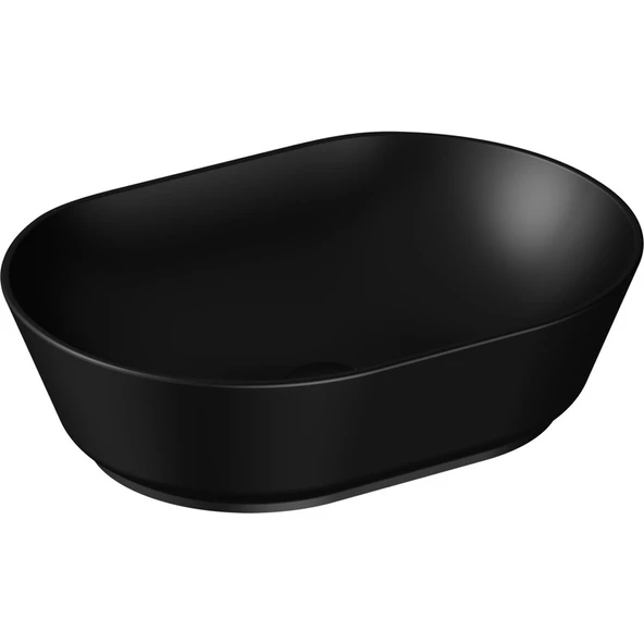 VitrA Geo 7427B083-0016 Oval Çanak Lavabo, 55 cm, Mat Siyah ürün görseli 1