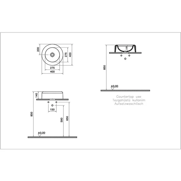 VitrA Liquid Çanak Lavabo, 43 cm - Resim 3