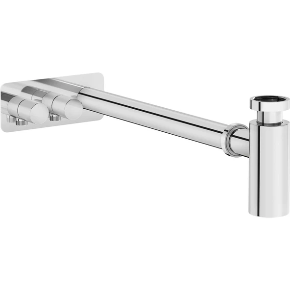 VitrA Origin A45156 Lavabo Sifon Seti, Asimetrik, Rozetli, Krom ürün görseli 1