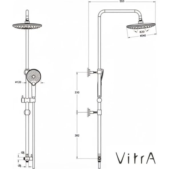 VitrA Bliss Round Duş Kolonu, Altın - Resim 2