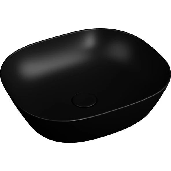 VitrA Plural 7810B483-0016 Kare Alçak Çanak Lavabo, VitrA Clean, 45 cm, Mat Siyah ürün görseli 1