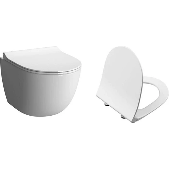 VitrA Sento Rim-Ex Kanalsız Asma Klozet +Vitra Slim Soft Klozet Kapağı ürün görseli 1