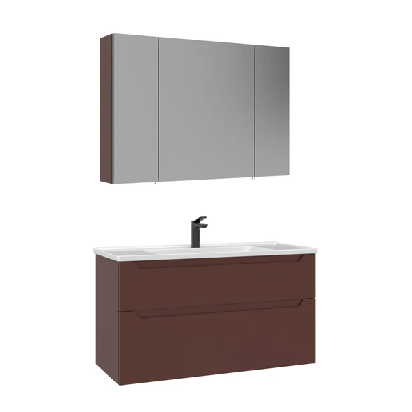 Orka Messina 100 cm Tuscan Kırmızı Banyo Dolabı Takımı ürün görseli 1