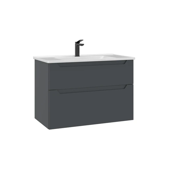 Orka Messina 85 cm Mat Antrasit Banyo Dolabı Alt Modül Lavabo ürün görseli 1