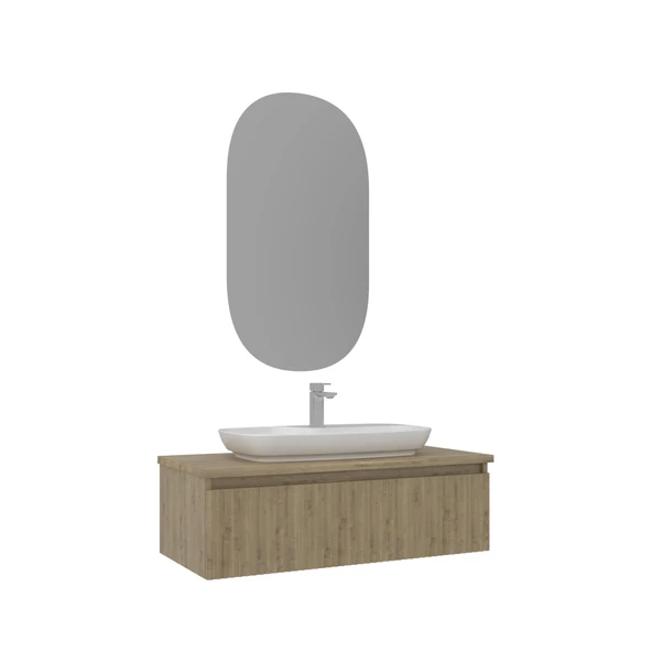 Orka Lentia 100 cm Meşe Banyo Dolabı Takımı ürün görseli 1