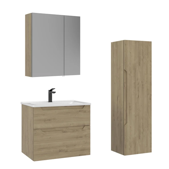 Orka Messina 65 cm Meşe Banyo Dolabı Takımı ve Boy Dolabı ürün görseli 1