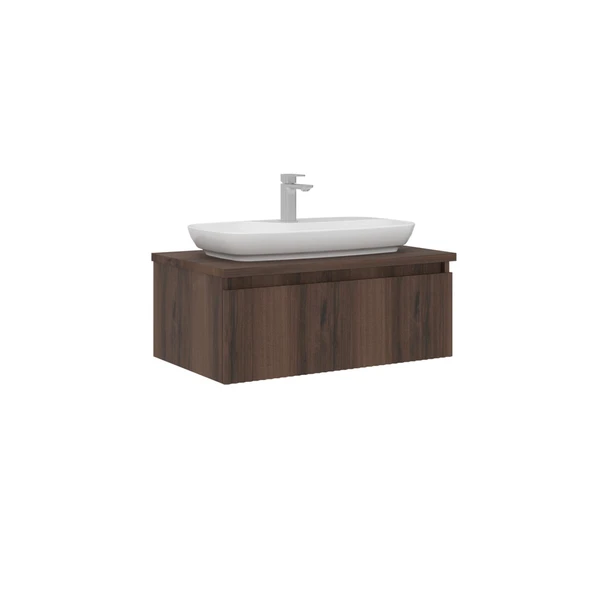 Orka Lentia 80 cm Ceviz Banyo Dolabı Alt Modül Lavabo ürün görseli 1