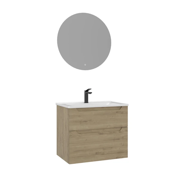 Orka Messina 65 cm Meşe LED Banyo Dolabı Takımı ürün görseli 1