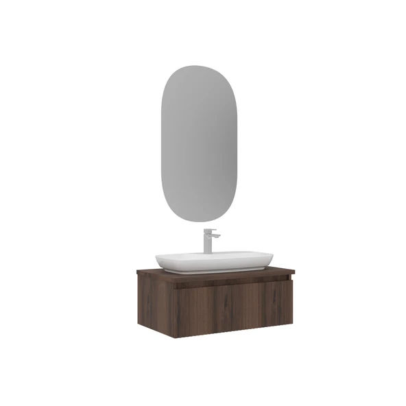 Orka Lentia 80 cm Ceviz Banyo Dolabı Takımı ürün görseli 1