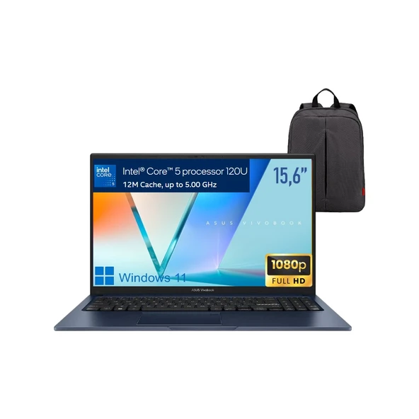 Vivobook 15 X1504VA-NJ3665 P8 Intel Core 5 120U 40GB 2tb SSD WIN11 Pro 15.6" Taşınabilir Bilgisayar Çanta Hediyeli ürün görseli 1
