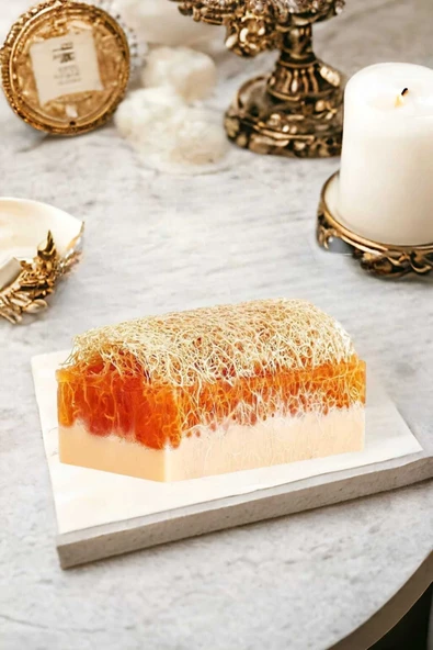 %100 El Yapımı Doğal Kabak Lifli Keçi Sütü Ballı Sabun 120 Gr ürün görseli 1