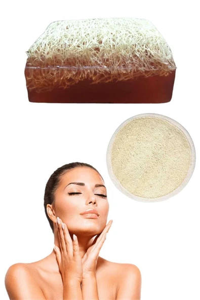 2'li Doğal Set Kabak Lifli Kahveli Sabun Peeling Bakım Sıkılaştırma Akne Temizleme Lifli Yüz Pedi ürün görseli 1