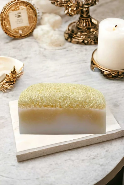 %100 El Yapımı Doğal Kabak Lifli Eşek Sütü Sabun 120 Gr ürün görseli 1