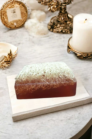 %100 El Yapımı Doğal Kabak Lifli Kahve Sabun 120 Gr ürün görseli 1