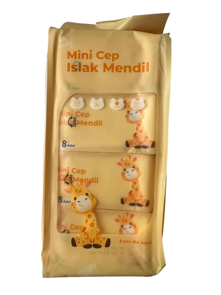 Baysa Mini Islak Cep Mendili - 8 Adetlik 8 Paket - 64 Adet ürün görseli 1