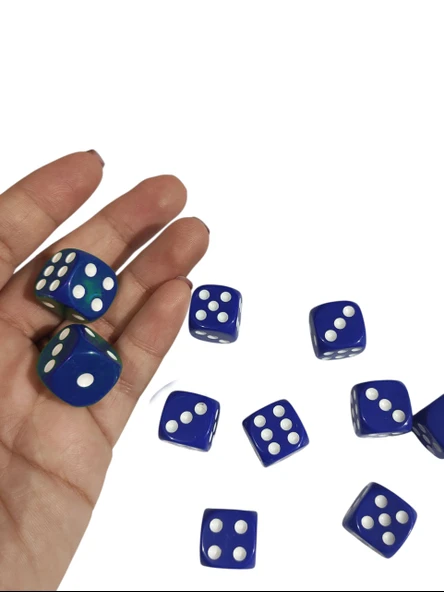 Mavi Okey Zarı Renkli Masa Oyunları Zarı - 4 Adet ürün görseli 1