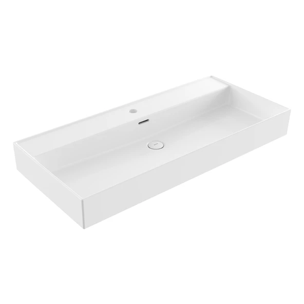 Bocchi Milano Tezgah Üstü Lavabo 100 cm Parlak Beyaz 1378-001-0126 ürün görseli 1