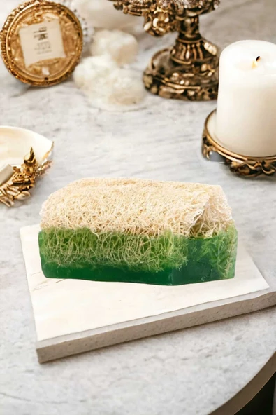 %100 El Yapımı Doğal Kabak Lifli Aloe Vera Sabun 120 Gr ürün görseli 1