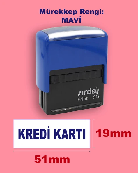 Kredi Kartı Kaşesi, 912 (51mmx19mm) Mavi Keçeli Otomatik Kaşe ürün görseli 1