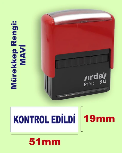 Kontrol Edildi Kaşesi, 912 (51mmx19mm) Mavi Keçeli Otomatik Kaşe ürün görseli 1