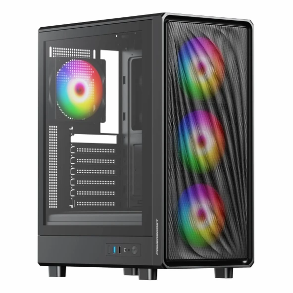 PowerBoost PB-A5065B 650W 80+ Bronz USB 3.2 ARGB eATX Mid Tower Siyah Kasa ürün görseli 1