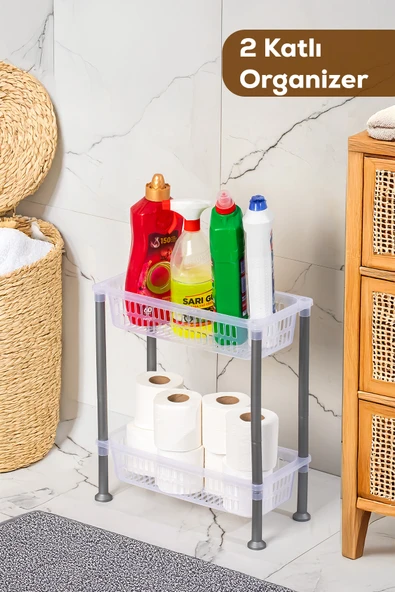 Porsima 5157 2 Katlı Raf - Çok Amaçlı 2 Katlı Evye Altı Düzenleyici Dolap Içi Tezgah Altı Organizer ürün görseli 1