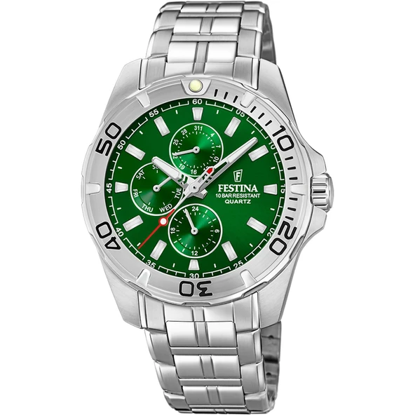 Festina Mutlifunction F20445/7 Quartz Çelik Gri Yeşil Kadran 43 mm Erkek Kol Saati ürün görseli 1